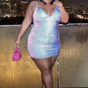 Fashion Nova Shimmering  Pink Mini Dress